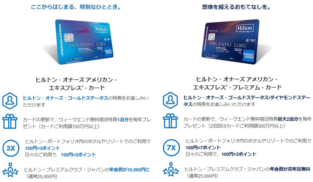 日本のヒルトンアメックスクレジットカード