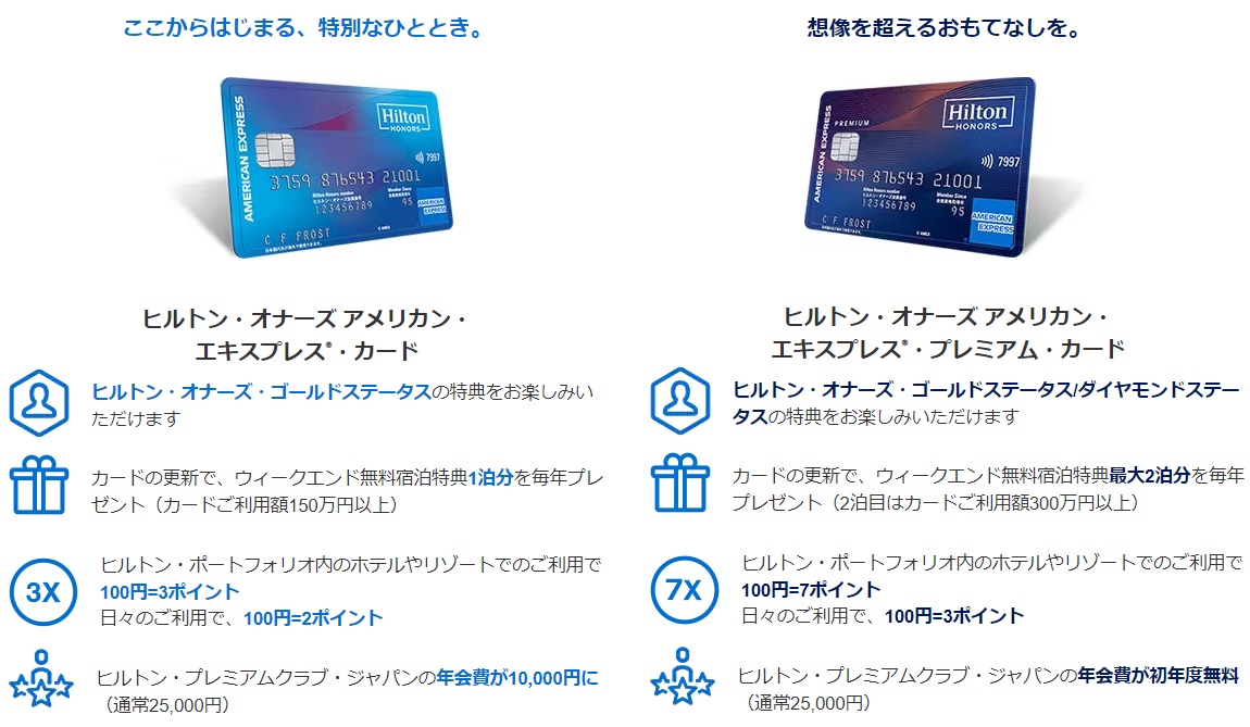 日本のヒルトンアメックスクレジットカード