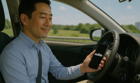 Audibleを聴く男性