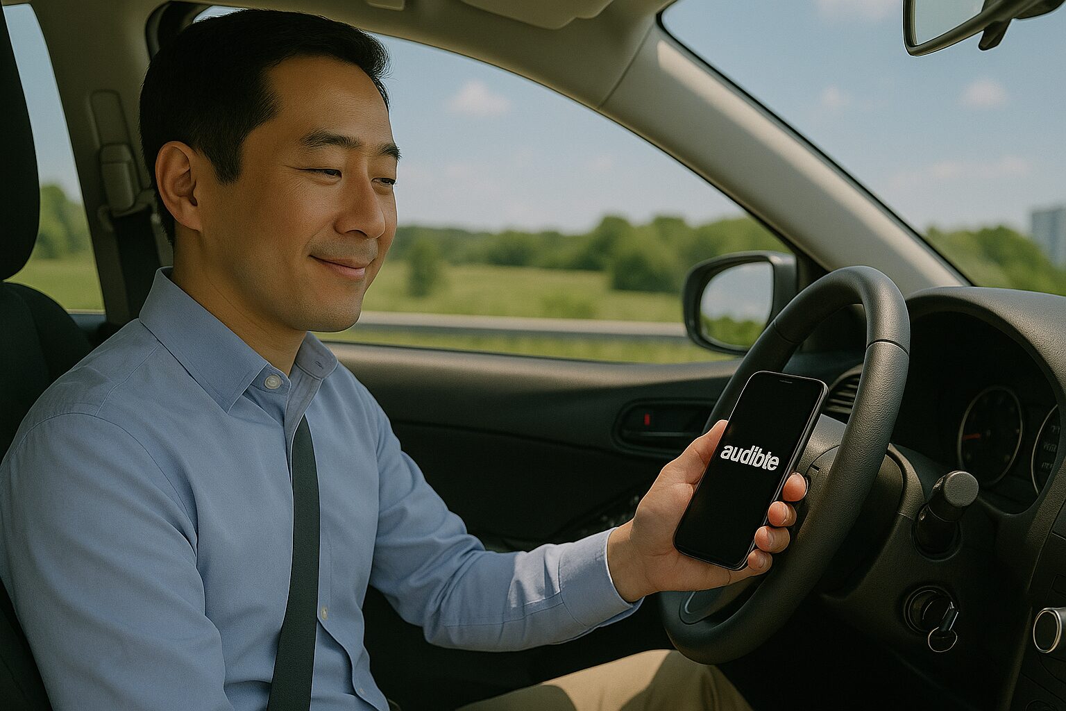 Audibleを聴く男性