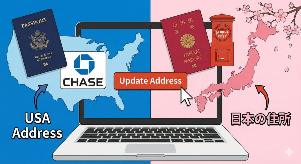 アメリカChase銀行口座を日本の住所に変更