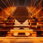 IHGステータスを上っていくことを表す橙色に光る階段のイメージ