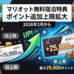 マリオット無料宿泊特典のポイント追加上限が変更