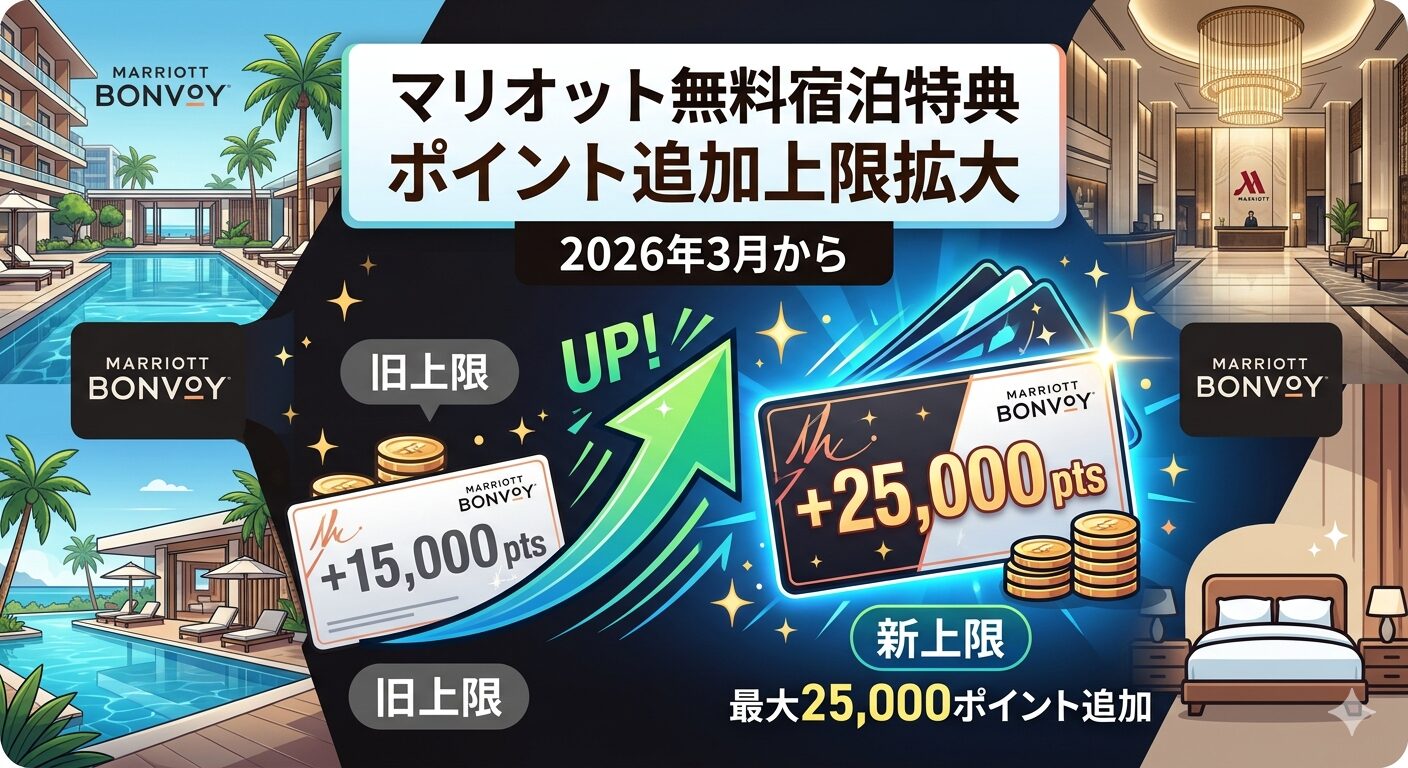 マリオット無料宿泊特典のポイント追加上限が変更