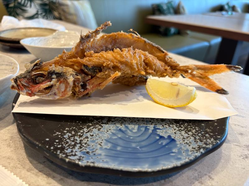 シオカのディナーで注文した魚の唐揚げ
