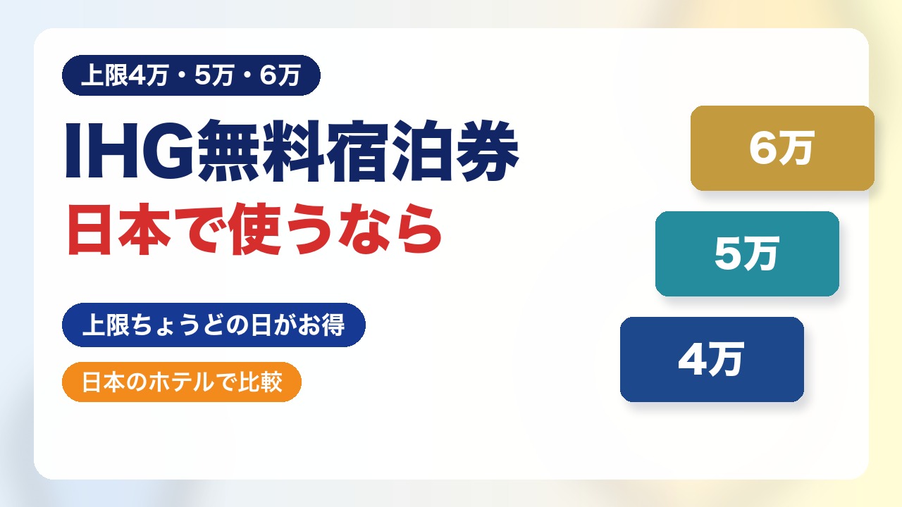 IHG無料宿泊券の日本での使い道。上限は下から4万・5万・6万ポイント